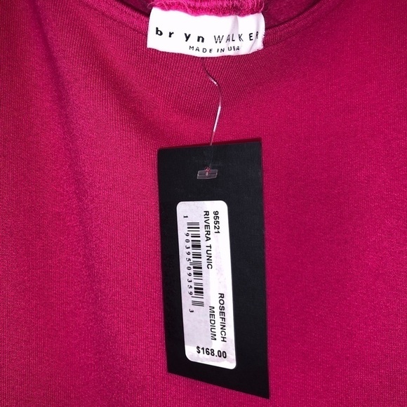 NWT bryn Walker Fuchsia Pink Bell Sleeve Riviera Straight Long Tunic Dress M - Picture 7 of 12
